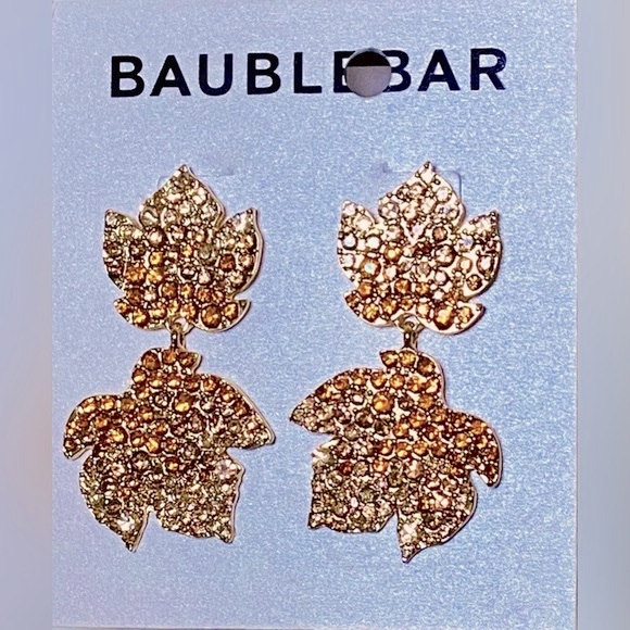 BAUBLEBAR Tiered Earrings Maple Leaf Ombre Rhinestones “Be-Leaf In Yourself” - Picture 4 of 8